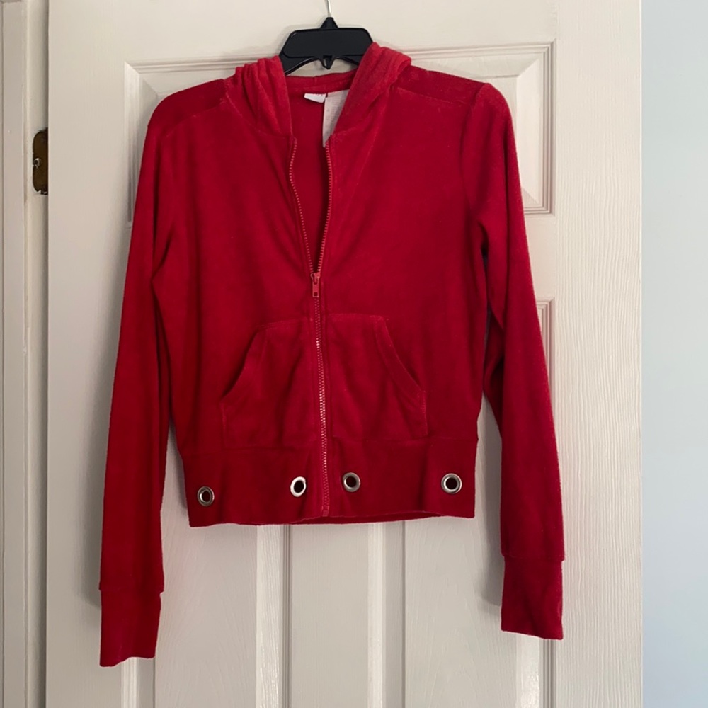Red zip up hoodie